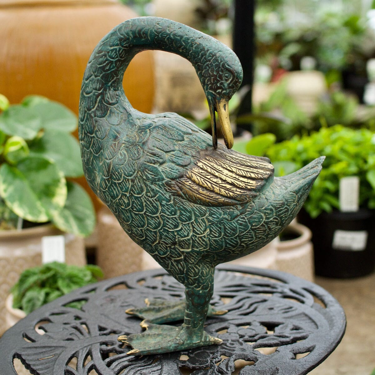 Brass Duck Tall - Turned Head Gift - Ornaments Brookfield Gardens 