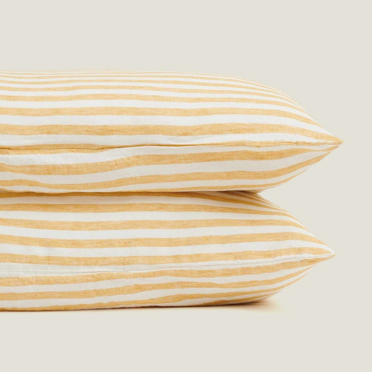 French Linen Pillowcase Set Yellow Stripe BH - Bedding Brookfield Gardens 