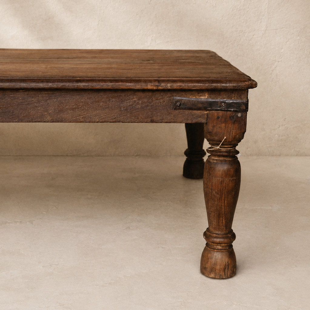 A beautifully crafted wooden coffee table from India, vintage antique Brookfield Gardens