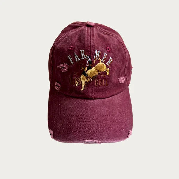 Whitney Spicer FAR MER No Bull embroidered vintage-washed cap.