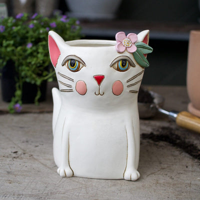 Pretty Kitty White Pots - Animals/Faces Brookfield Gardens