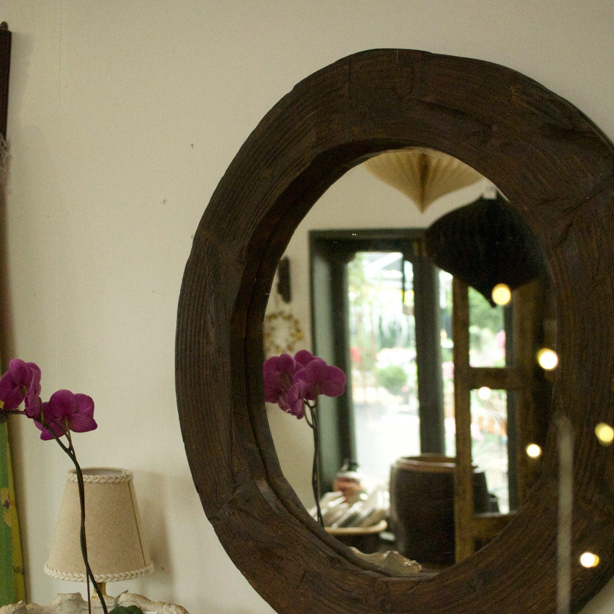 Round Wooden Mirror