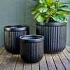 Sante Barrel Pot Black Pots - Light Weight Brookfield Gardens