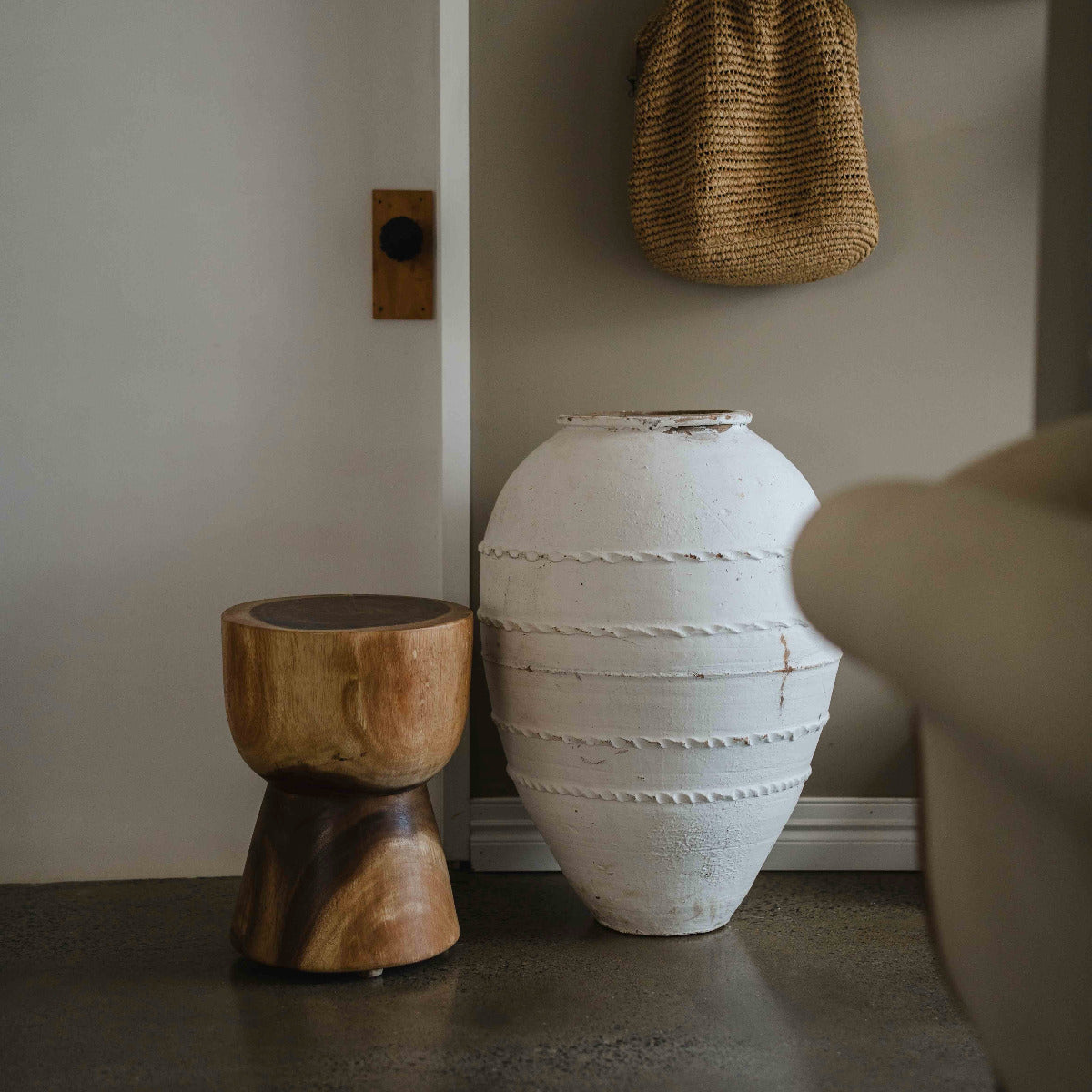 Large Turkish Odemis terracotta pot with classic rounded form and weathered finish, styled for architectural garden spaces.