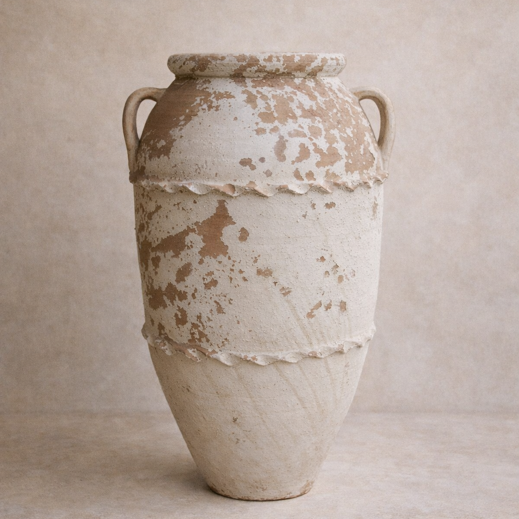 Turkish Odemis terracotta pot with softly aged finish, styled as a sculptural vessel at Brookfield Gardens Brisbane.