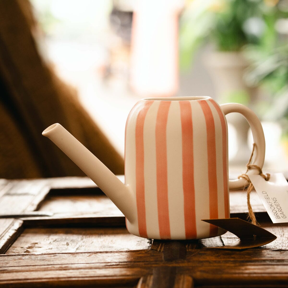 Watering Can Coral Stripe Gift - Ornaments Brookfield Gardens 