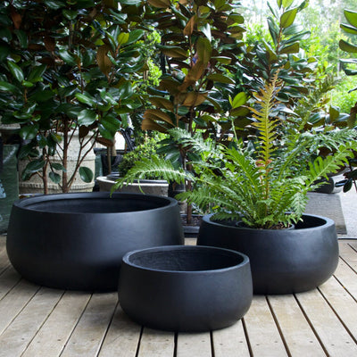 Sante Low Bowl Pots - Light Weight Brookfield Gardens 38x17cm Black