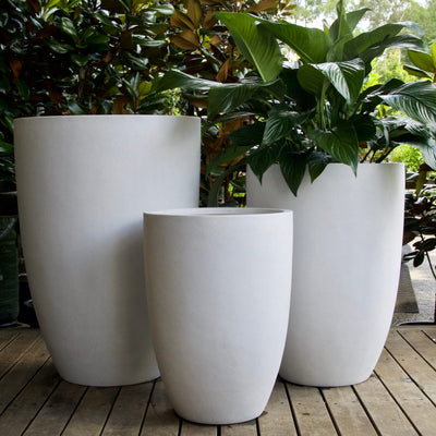 Sante Tall Round Planter Pots - Light Weight Brookfield Gardens 37x47cm White